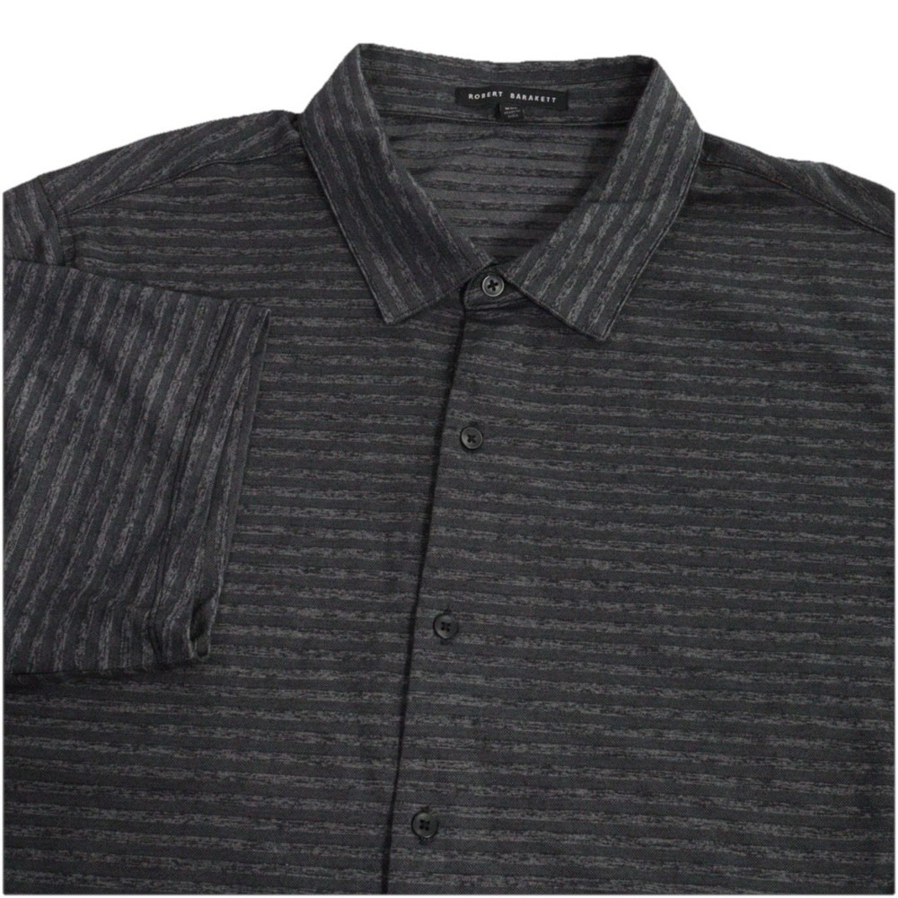 ROBERT BARAKETT Shirt Gray Knit Ranger Short Sleeve Button Up Polo Men 2XL